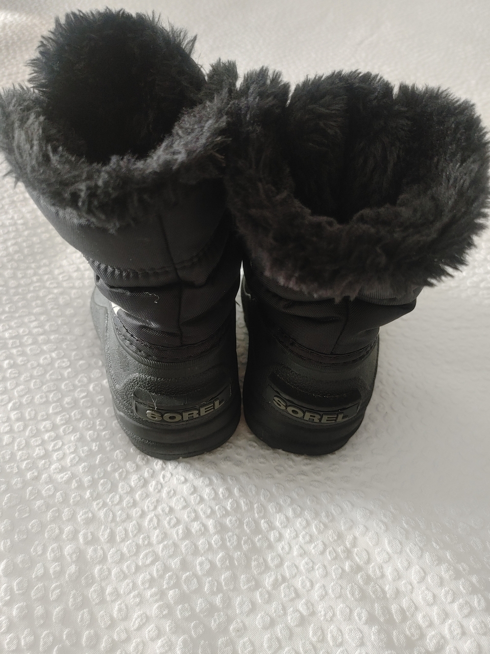 Sorel Kids Snow Commander Waterproof Black Winter Fur-Trim Boots 5 - Picture 4 of 13
